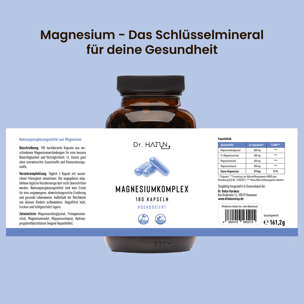 Magnezyum Kompleks Kapsül, 4 Formda, Vegan