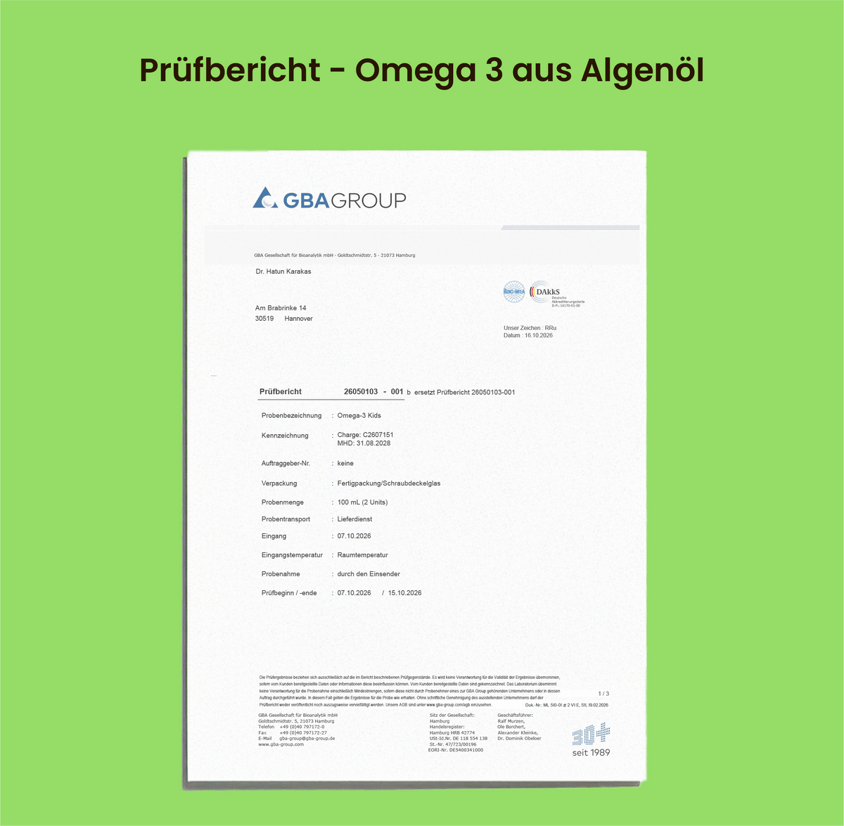 Omega-3 Öl Kids (life's®OMEGA), vegan aus Algenöl mit EPA und DHA