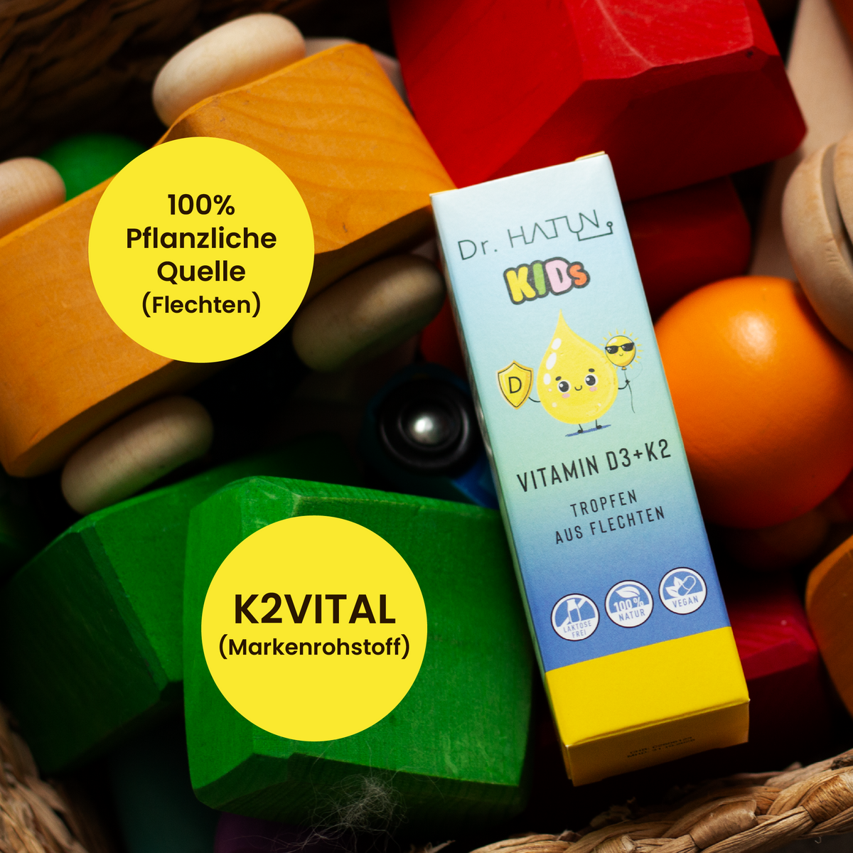 Vitamin D3 + K2 Tropfen Kids aus Flechten mit K2VITAL®, vegan