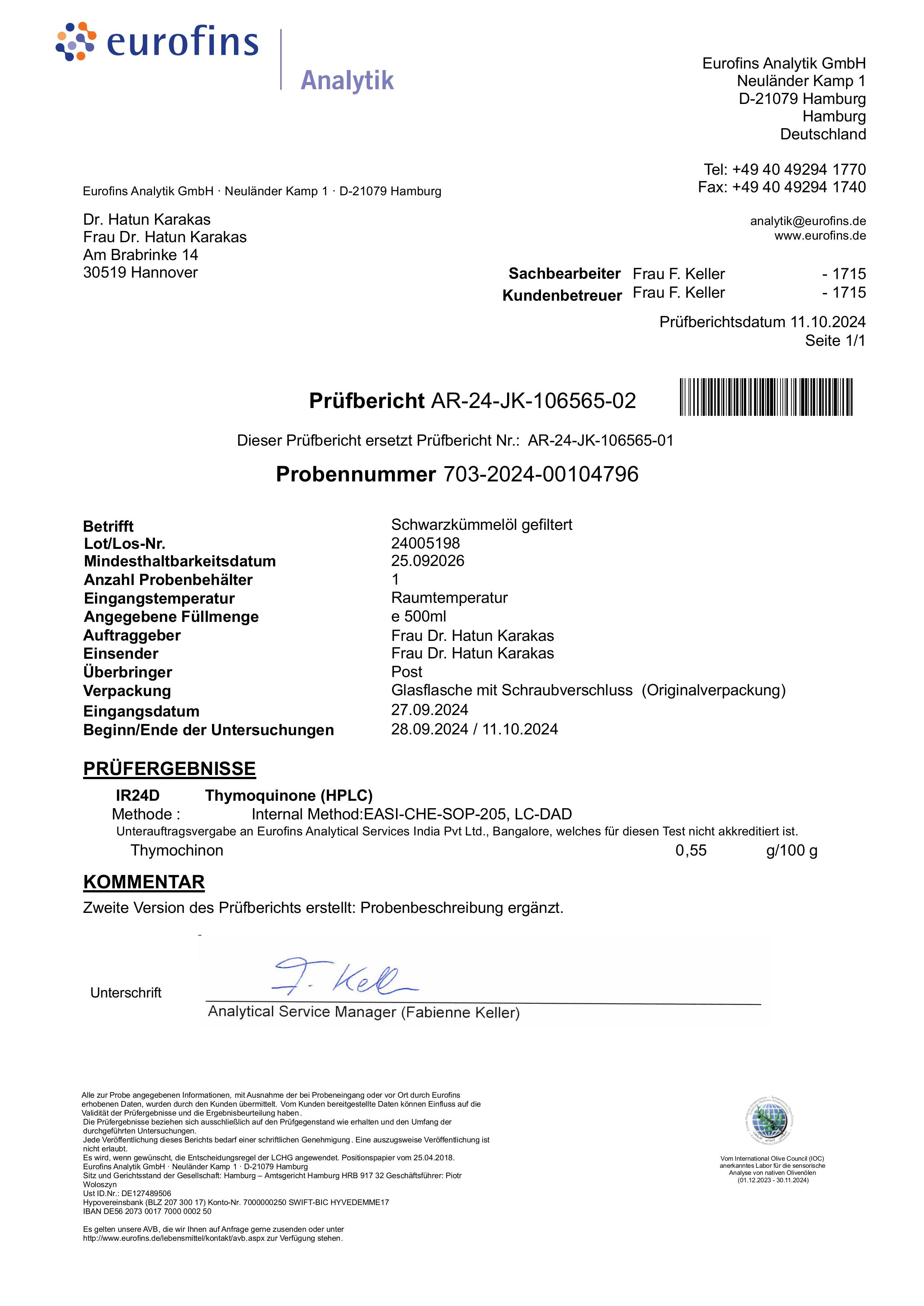 Bio Schwarzkümmelöl gefiltert